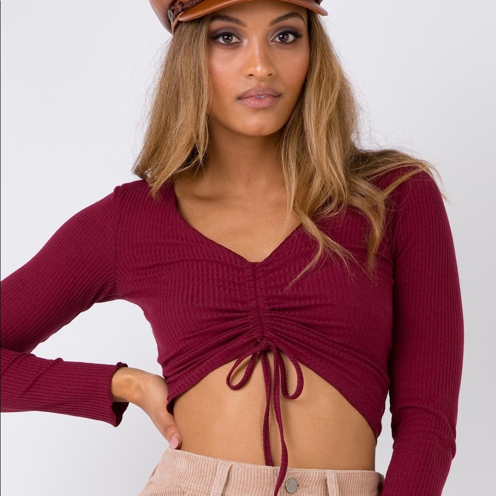 princess polly pinch me crop top in wine